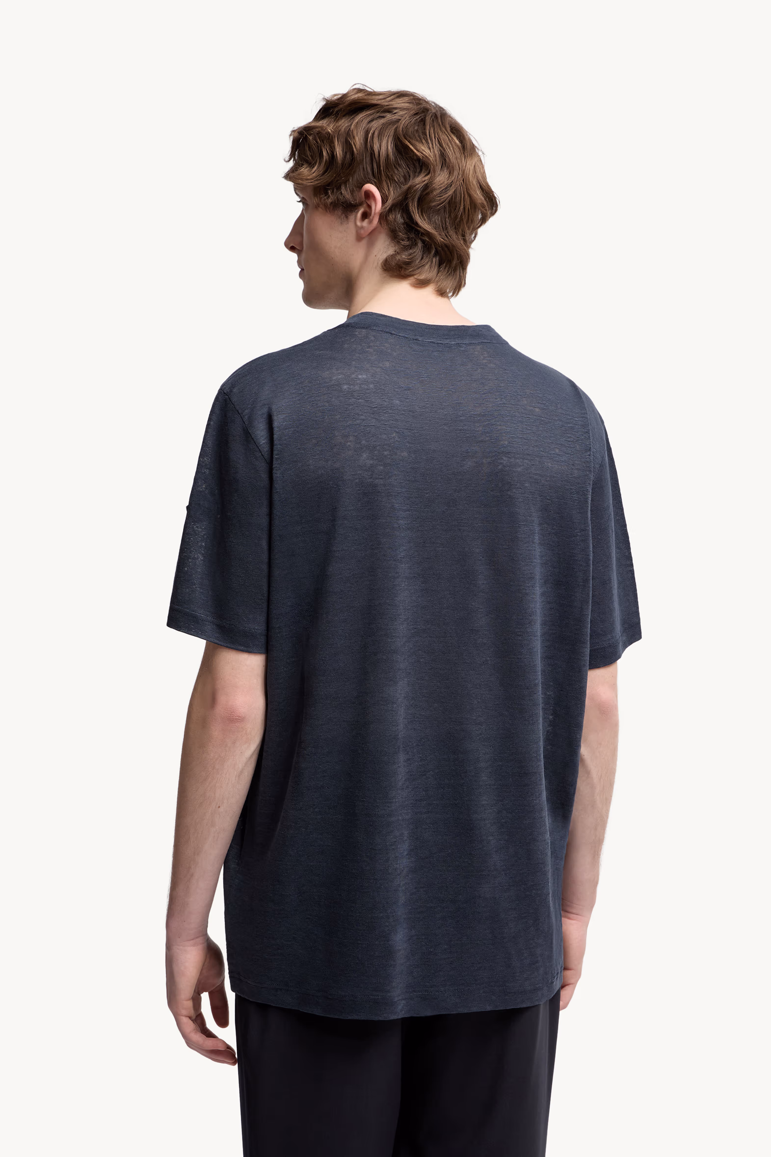 Logo Linen T-Shirt Men Dark Blue Moncler 5